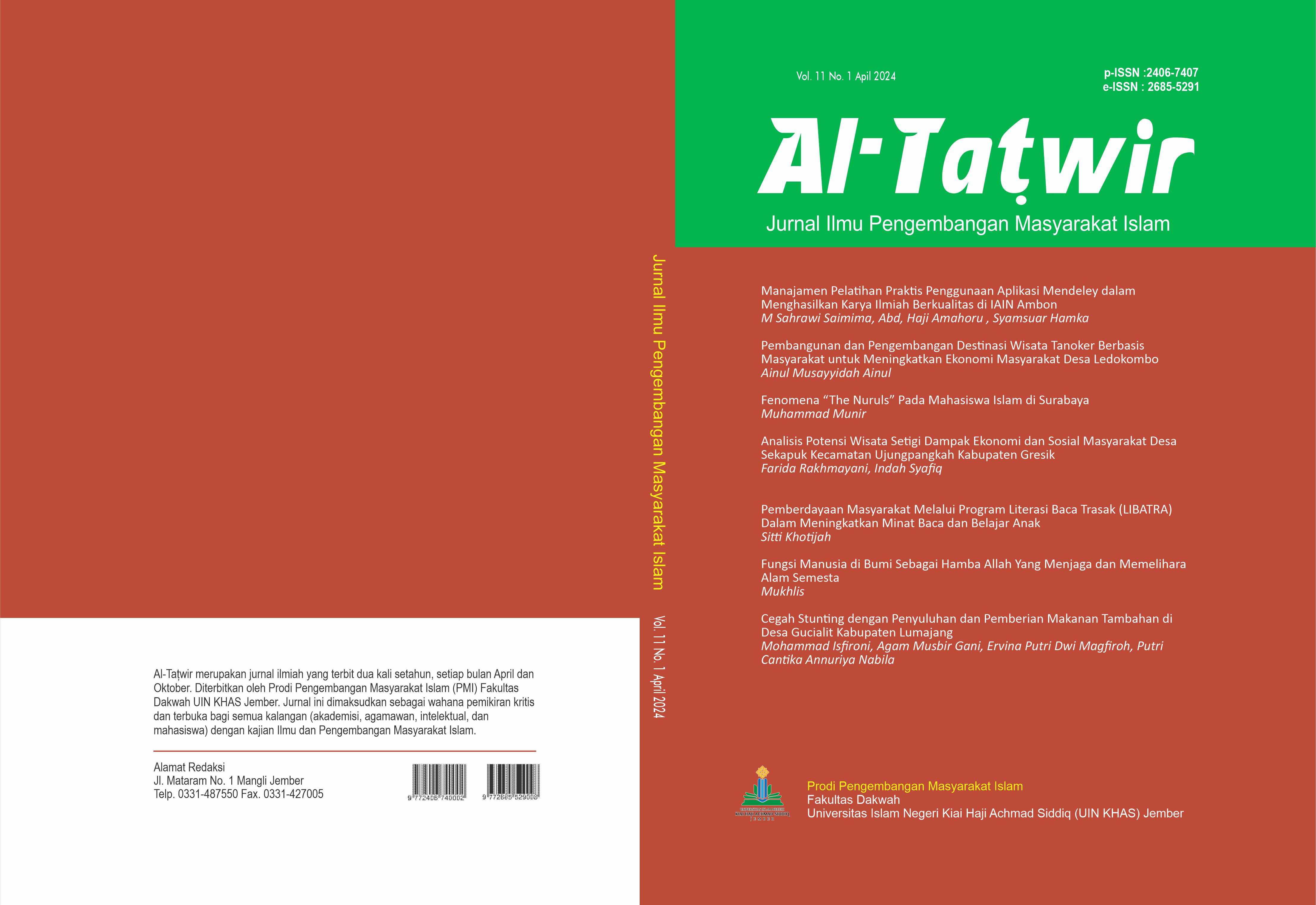 					View Vol. 11 No. 1 (2024): JURNAL AL-TATWIR; Jurnal Pengembangan Masyarakat Islam
				